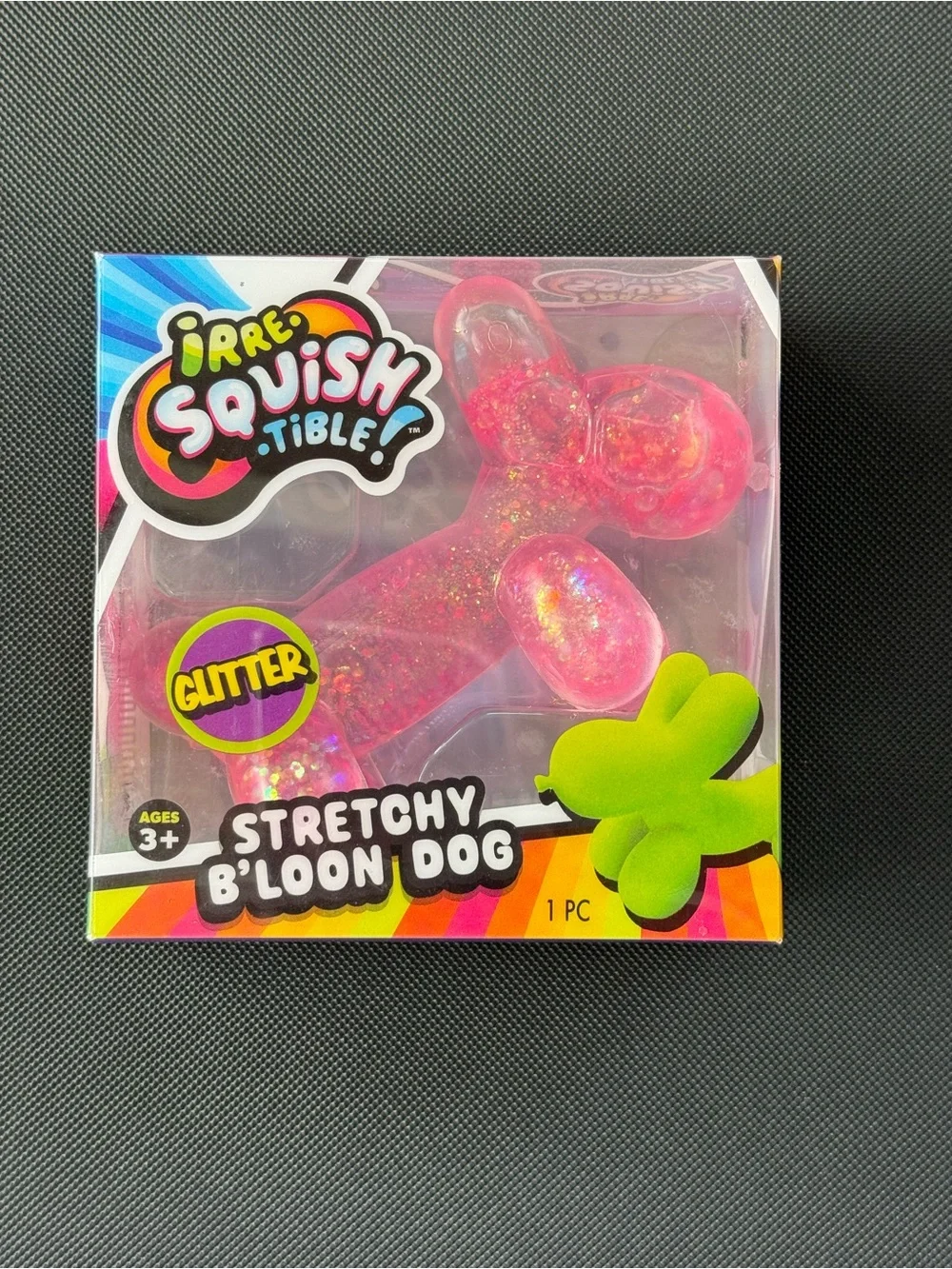 Pink Balloon Dog Squish Stretchy Glitter Pink B'loon Dog Fidget Toy NWT New